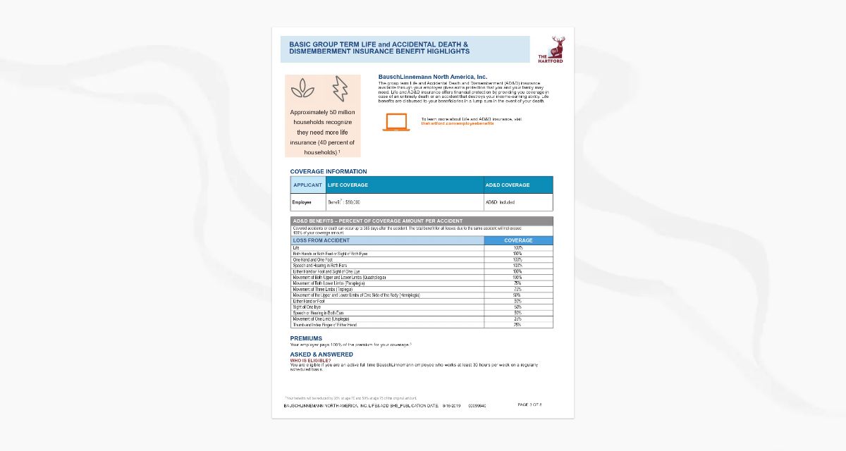Hartford Basic Life Summary BLNA
