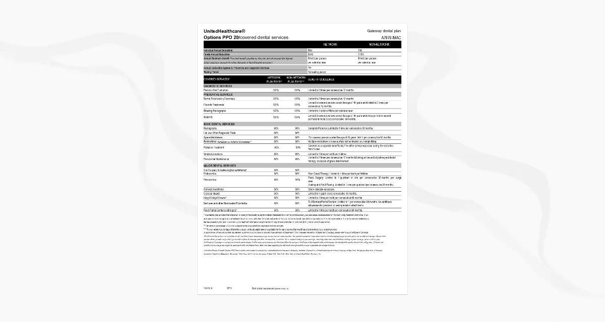 UHC Dental Benefit Summary - Bravens