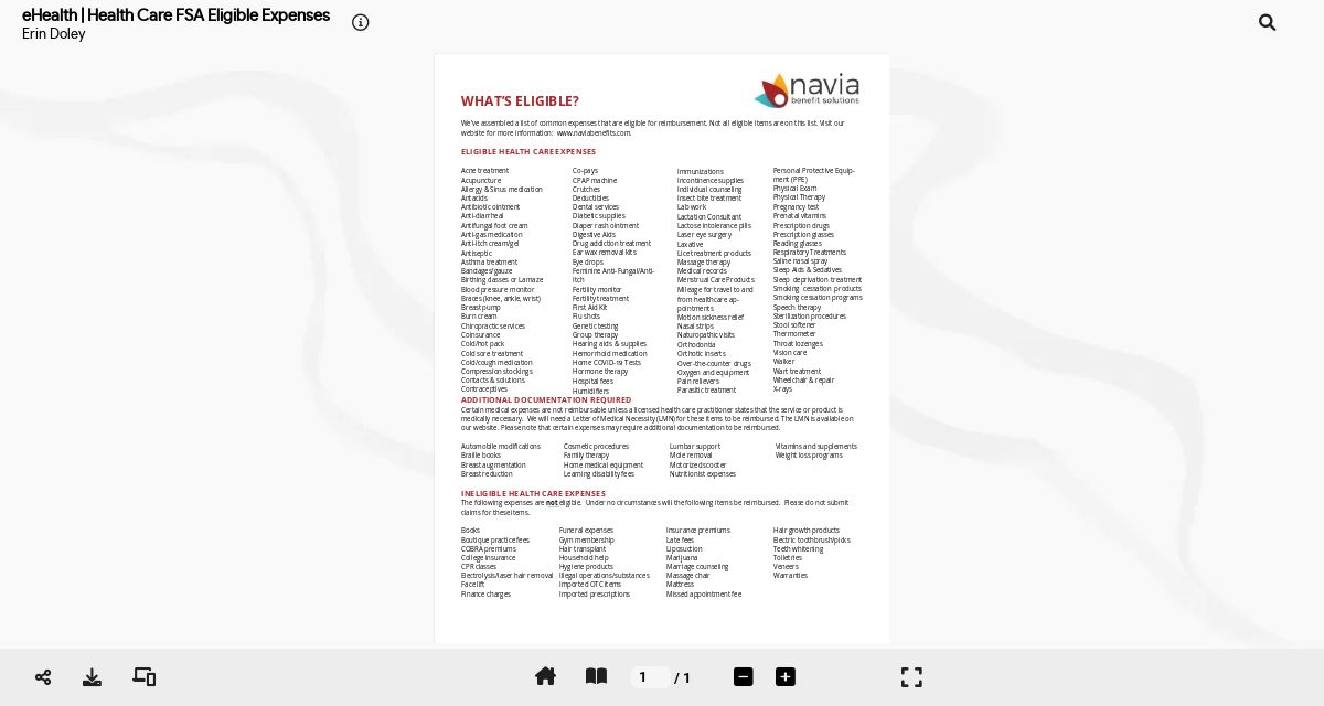 eHealth Health Care FSA Eligible Expenses